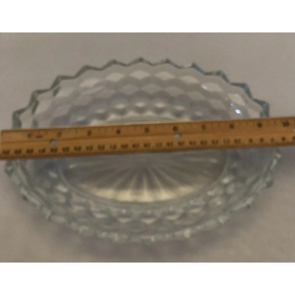 Vintage Bowl Clear Glass Starburst Etched Spiked Edges 9.5 x‎ 5